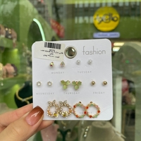  عکس3 پک �گوشواره هفت جفتی طلایی